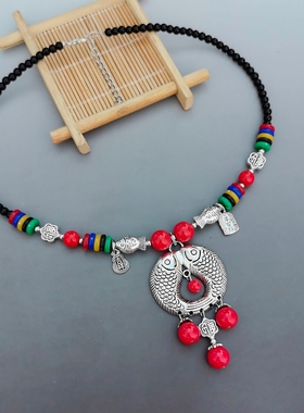 福字双鱼护身符吉祥短项链