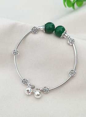 久美俪民族风女藏银红色手镯手工