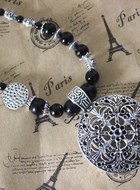 新款云南民族风复古藏银镂空项链