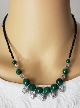 复古纯手工藏银短款项链小鱼