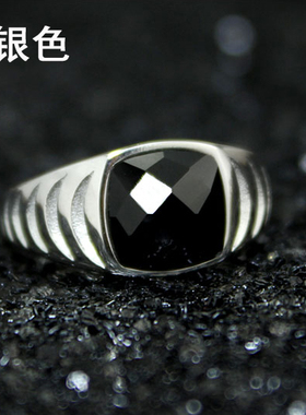 欧美风黑曜石钛钢送男友首饰品