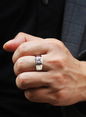 男士钛钢奢华莫桑钻戒指仿真铂金