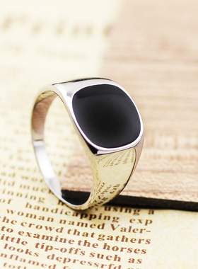 欧美简约男士钛钢镀金色戒指