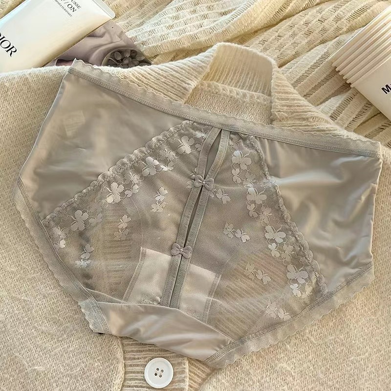 心机小蜜桃~镂空纯欲蕾丝内裤女士抗菌桑蚕丝裆中腰少女生三角裤 - 图3