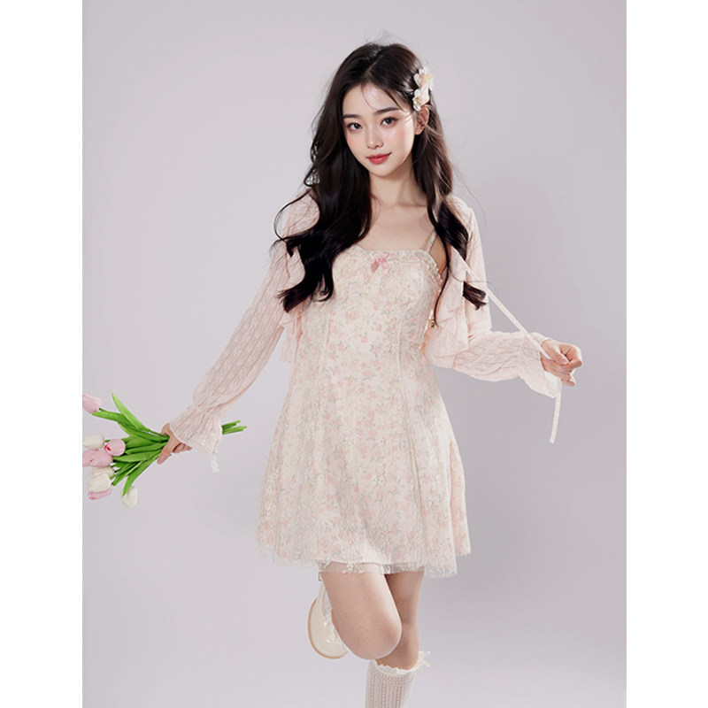 6.8现货实拍温柔甜美仙气吊带裙开衫短裙两件套装女士夏青春学生,淘宝优惠券,粉丝福利购,淘宝优惠卷