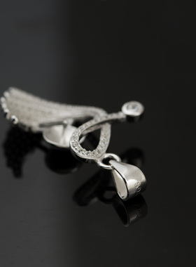 天鹅带锆石DIY女s925银吊坠空托