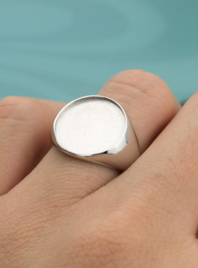 大气圆形蛋面平底戒指托DIY镶嵌