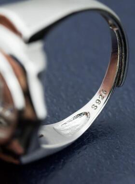 亮面戒指空托S925银大气男款