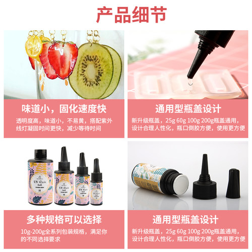 巧巧diy UV滴胶软胶高透时光宝石速干软胶手机壳封层滴胶 - 图1