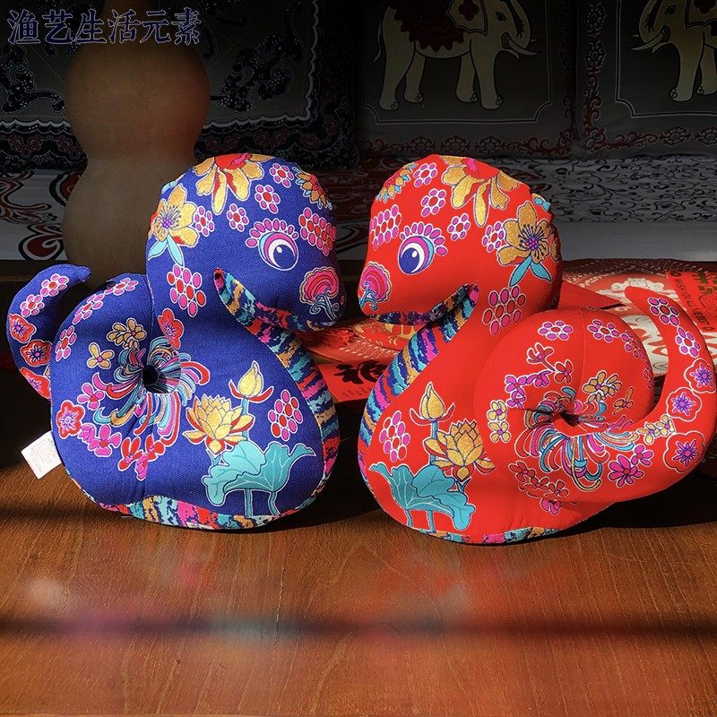 2025新年吉祥物 蛇布偶手工艺品 布络灵蛇摆件中国风特色生肖礼品