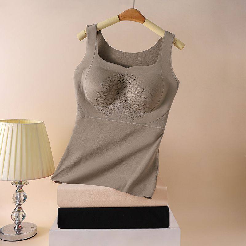 大码保暖背心女带胸垫加绒加厚300斤内搭打底免穿文胸德容秋冬款,淘宝优惠券,粉丝福利购,淘宝优惠卷