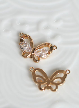花影梦黄铜保色蝴蝶锆石吊坠