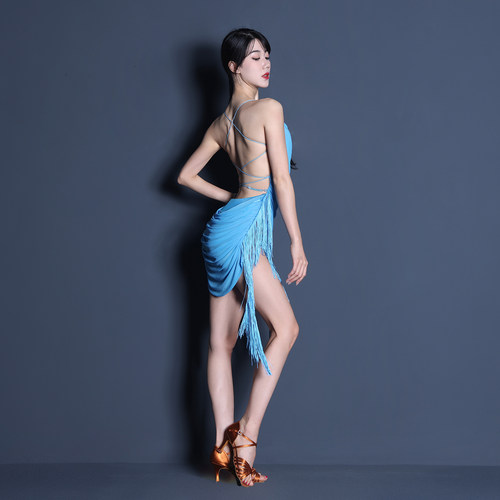 ACEdance拉丁舞裙女专业吊带流苏露背设计款舞裙艺考表演裙WQ300 - 图0