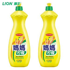 LION/狮王 妈妈柠檬 蔬菜瓜果餐具浸洗剂 洗洁精800g*2瓶