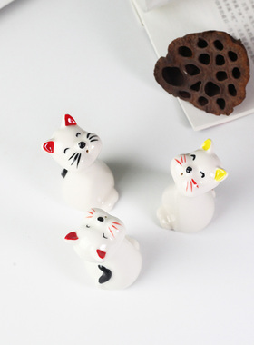 卡通可爱陶瓷猫咪摆件家居装饰品桌面工艺品白色小猫造型装饰摆件