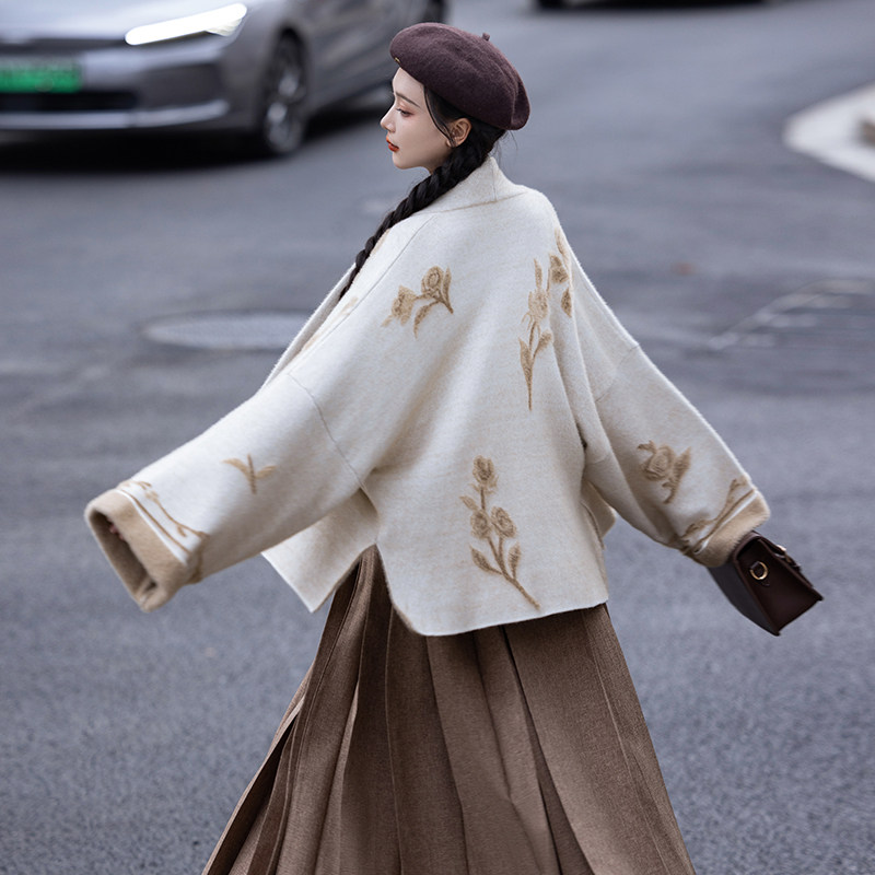 拟梦蔷薇可可仿貂绒飞机袖毛衣外套改良拉链马面裙秋冬日常汉服女,淘宝优惠券,粉丝福利购,淘宝优惠卷