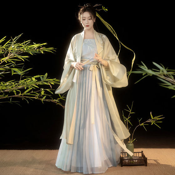 매일 Hanfu, 여름 스타일, 시원한 기질, 여성을 위한 요정 대나무 자수를 위한 꿈 같은 중국 스타일의 원래 Ruozhu 송나라 Tencel 재킷
