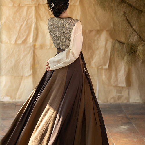 拟梦醉唐国风原创日常唐褙子通勤轻唐制汉服女秋圆领6米摆十破裙 - 图1