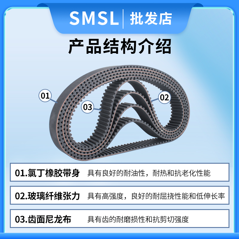 橡胶同步带8M-320-512-560-600-720-776传动带同步轮套装同步皮带