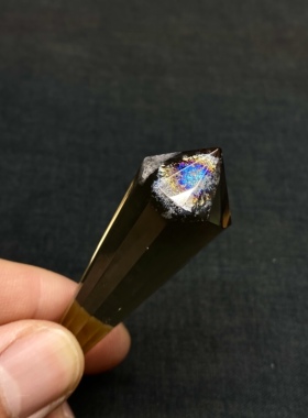 天然水晶吊坠 茶晶彩虹阿赛灵摆吊坠套链 水晶挂件 毛衣链 项链