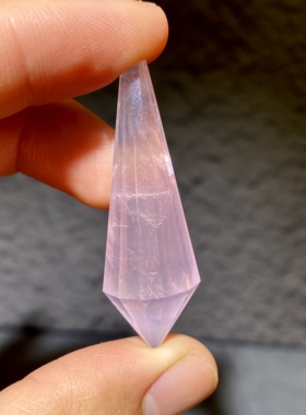 天然水晶 粉紫粉水晶 粉晶灵摆吊坠套链 挂件毛衣链项链 一物一图