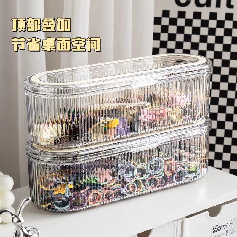 萌粒收纳盒桌面带盖大容量收纳罐亚克力透明盒防尘小摆件展示架盒,淘宝优惠券,粉丝福利购,淘宝优惠卷