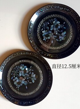 螺钿漆器茶点盘点心盘杯垫摆件非遗传承贝雕漆艺手工贝壳镶嵌茶盘