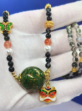 新中式大漆珠锁骨链百搭夏季饰品女时尚项链