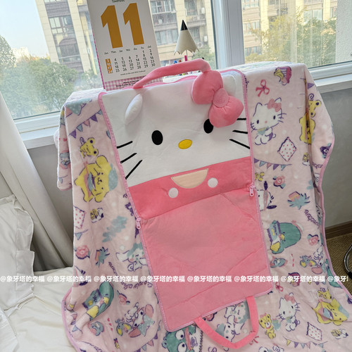 可爱卡通手拎式抱枕毯子一体两用办公午睡空调毯便携折叠车载毯 - 图3