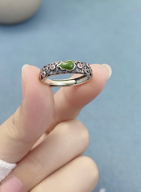 复古招财福禄平安葫芦戒指男女祥云纹国潮民族风文艺创意开口指环