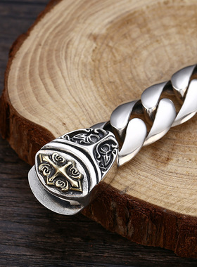 跨境欧美高档男士个性朋克简约光面坦克手链 潮人嘻哈银链送男友