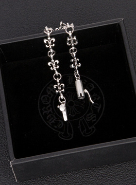 ch克罗星泰银复古开关军花手链个性欧美经典嘻哈朋克风情侣手饰手