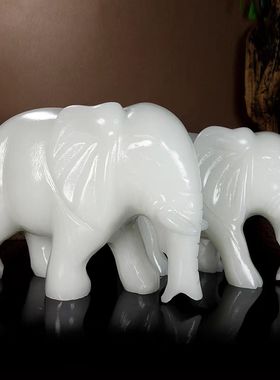 天然阿富汗白玉大象摆件吸水吸财玉石象客厅玄关办公室装饰摆设