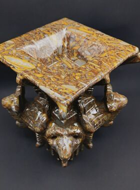 天然女娲石四羊方尊鼎桌面摆件