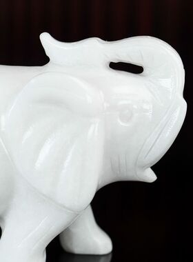 天然玉石摆件一对大象新中式客厅玄关办公室桌面装饰品吸财吸水象