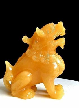 米黄玉石貔貅招财摆件黄玉望天吼玄关客厅店铺开业乔迁装饰品摆件