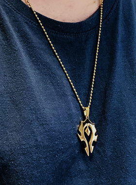 魔兽金项链钛钢圆珠链男