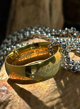 双面雕刻男钛金指环王魔戒戒指