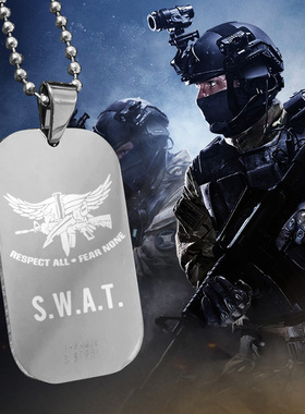 军牌吊坠项链钛钢圆珠链男