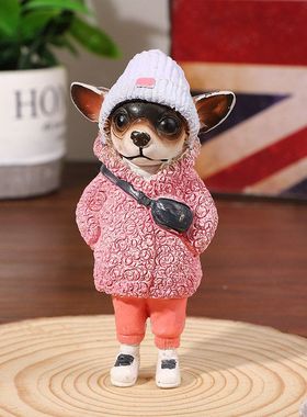 室内装饰树脂小狗工艺品家居创意仿真动物摆件狗时尚可爱新品跨境