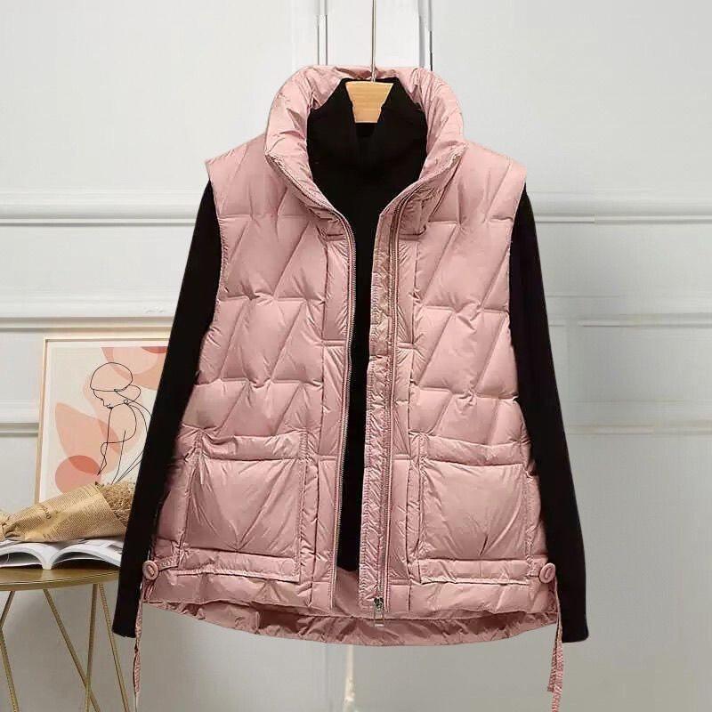 轻奢轻薄立领拉链羽绒马甲女外穿秋冬新款大码韩版百搭保暖外套潮,淘宝优惠券,粉丝福利购,淘宝优惠卷