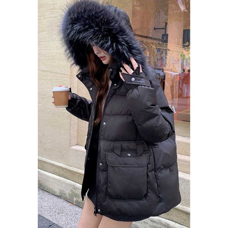 130-260斤胖人可穿特大码女装胖mm2025冬季加厚连帽羽绒服外套240 - 图0