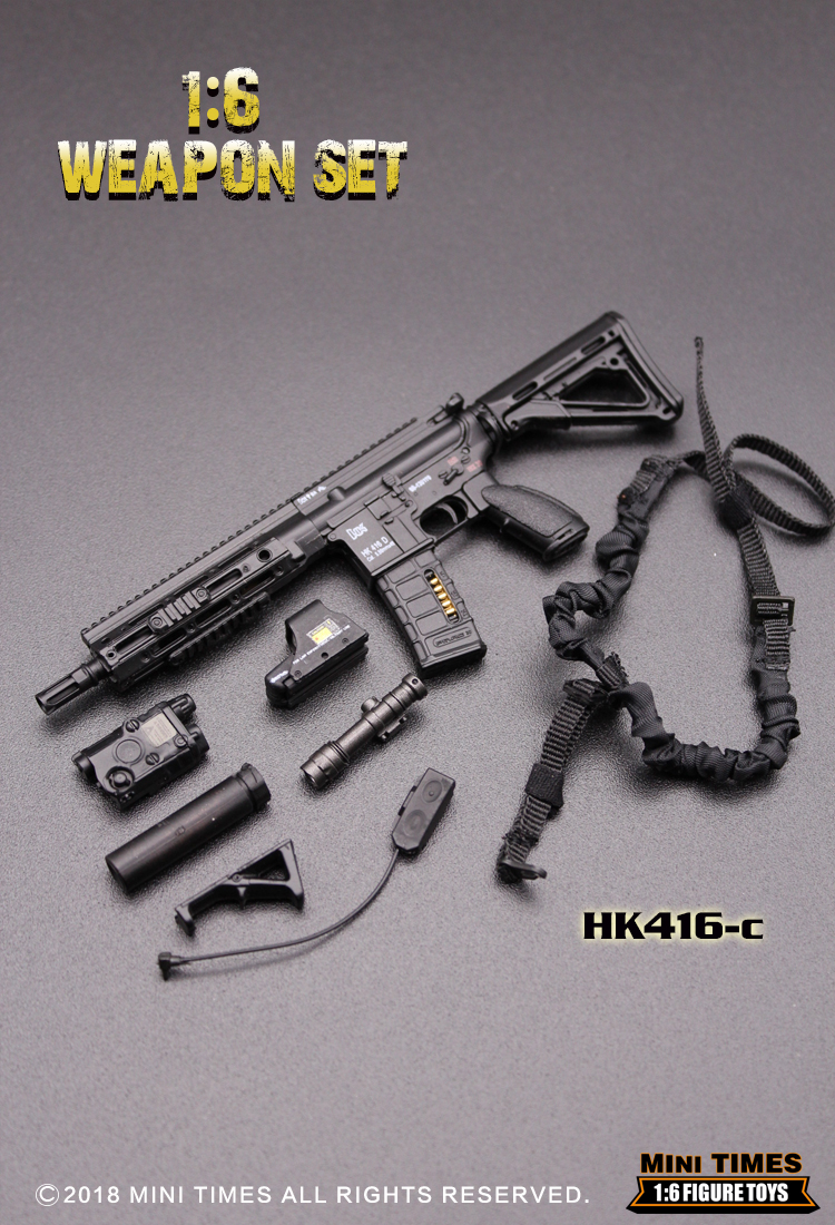 MINITIMES 1/6兵人模型特种部队武器玩具配件HK416现代微缩机枪 - 图2