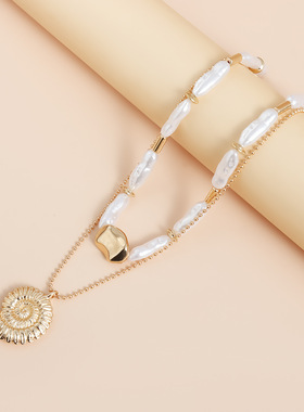 百搭异型珍珠海螺项链