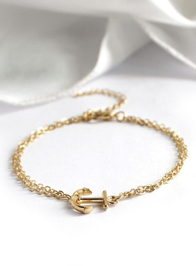 欧美风配饰合金船锚吊坠双层手环