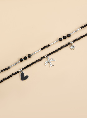 Norns欧美黑色串珠链千禧y2k飞机甜酷高级感乖女孩颈链choker项链