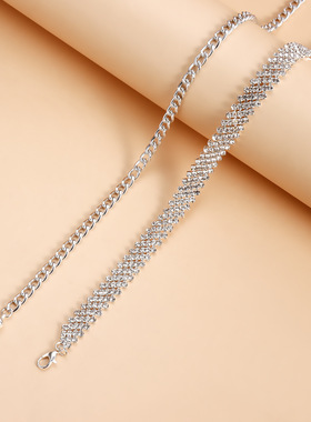 金属腰带黑白仿水钻腰链