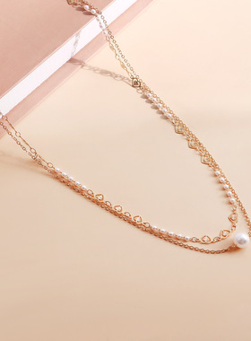 镂空金属双层腰链爱心链