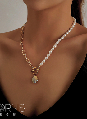 韩国复古圆牌ins贝壳短款锁骨链