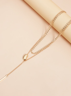 Norns欧美简约个性干练干脆复古smile字母爱心项链Y字链流苏项饰